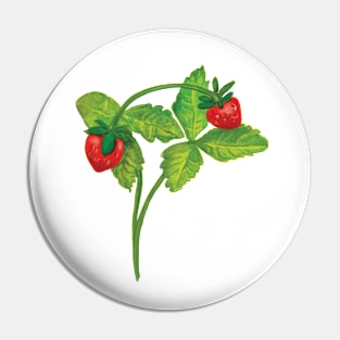 Woodland Wild Strawberry Illustration Pin