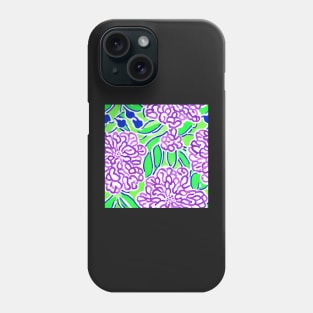 Seventies style lime green, purple and blue oversized florals Phone Case