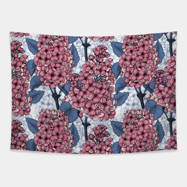 Lilac in pink and blue Tapestry by katerinamk