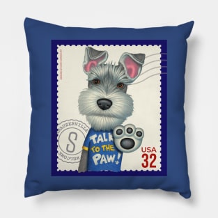 Cute Schnauzer Dog with talk to the paw Pillow