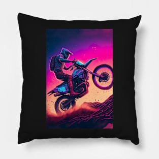 Cyber Future Dirt Bike With Neon Colors Pillow