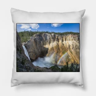 Wyoming State Outline (Lower Yellowstone Falls) Pillow