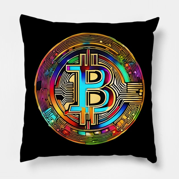Bitcoin colorful Pillow by Creativeoptimize