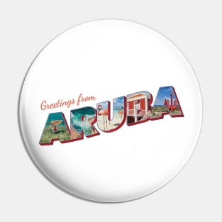 Greetings from Aruba Vintage style retro souvenir Pin