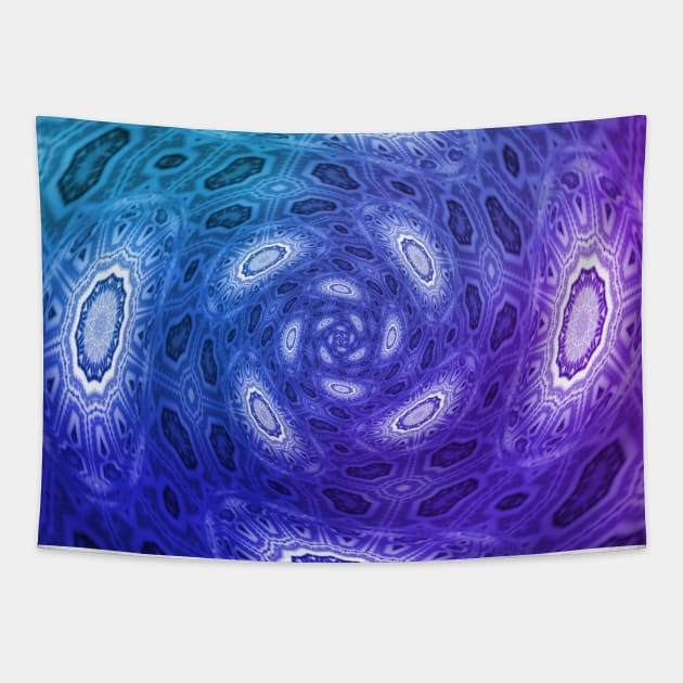 Blue Ombre Floral Rose Tapestry by Moon Art