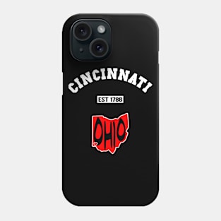 🐱‍👤 Cincinnati Ohio Strong, Black and Red Map, 1788, City Pride Phone Case