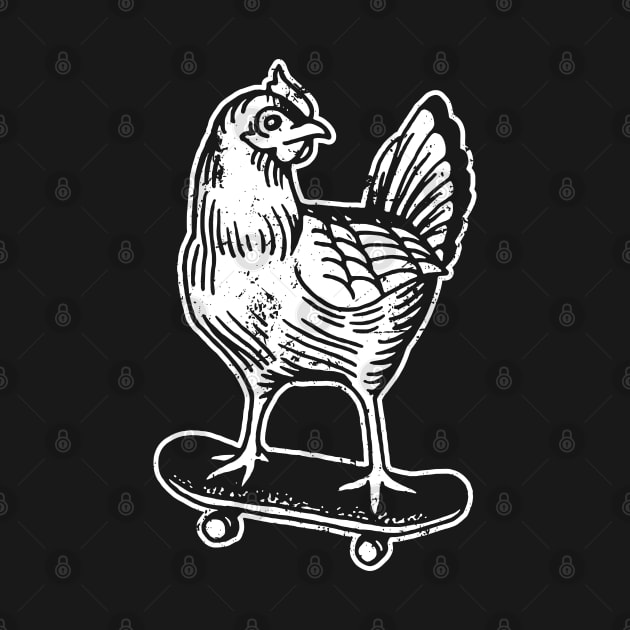 Skateboarding Chicken On A Skateboard by Kushteez