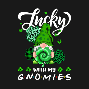 Happy St. Patrick's Day Leopard Tie Dye Shamrock Gnome T-Shirt