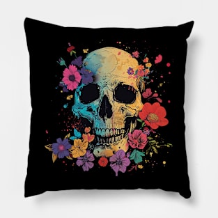 floral skull Pillow