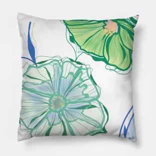 BLUE AND GREEN BLOSSOMS Pillow