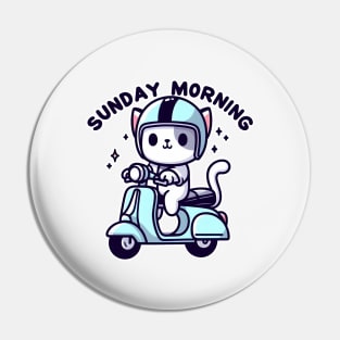 Sunday morning - cat ride scooter Pin