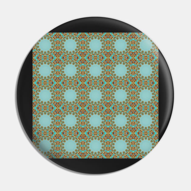 Turquoise and Gold gemmed Kaleidoscope pattern 21 Pin by Swabcraft