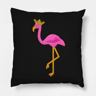 Pink Flamingo Felt Style Gold Glitter Crown | Cherie's Art(c)2020 Pillow