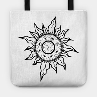 Black Sun Mandala Tote