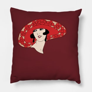 woman in hat retro Pillow