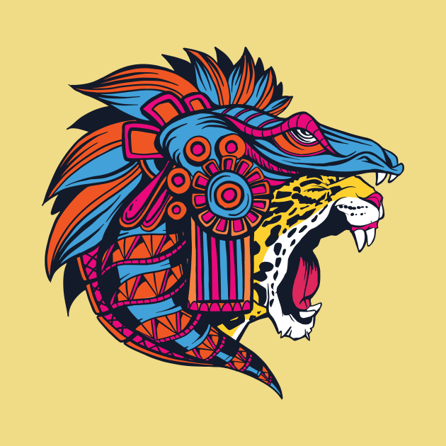 Huichol Aztec Jaguar Head by SLAG_Creative