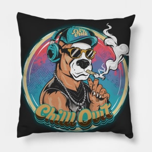 Chill Out: Hip Hop Pitbull Art Piece - Cool Dog Pillow