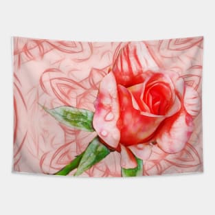 Pink rose on elegant kaleidoscope Tapestry