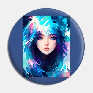 Abstract art of an anime girl, closeup view into the viewer. Pin