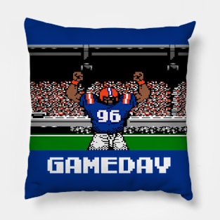 Blue and Orange Football Gameday Retro 8 Bit Linebacker Pillow