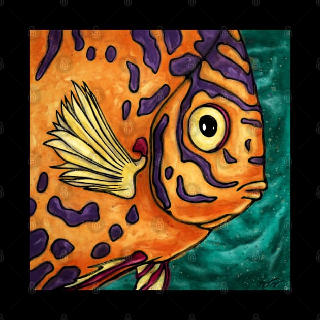 Tropical fish painting in cartoon style, funny fish by NadiaChevrel