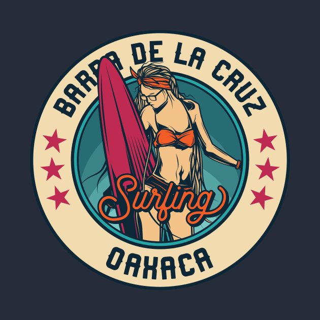 Vintage Surfing Badge for Barra de la Cruz, Mexico by SLAG_Creative