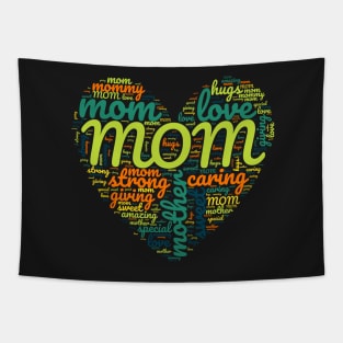 Colorful Mom Mother Love Words Heart Tapestry