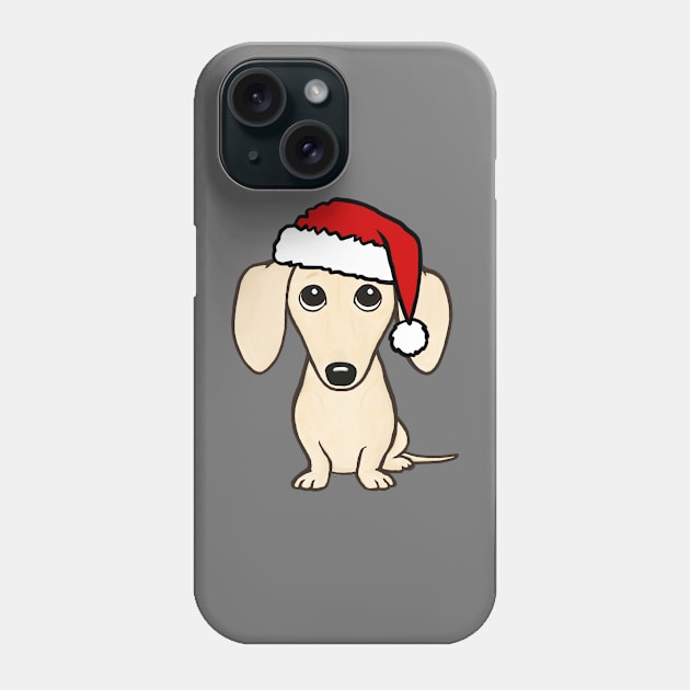 Cream Dachshund with Santa Hat Cute Wiener Dog Christmas Phone Case by Coffee Squirrel