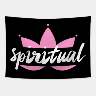 spiritual on pink lotus Yoga design Tapestry