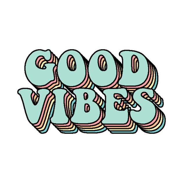 Blue Rainbow Good Vibes Text by Lauren Cude