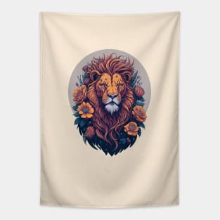 Floral Bloom Lion King Vintage Classic Style Tapestry