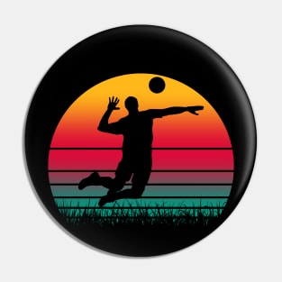 Travel back in time with beach volleyball - Retro Sunsets shirt featuring a player! Pin