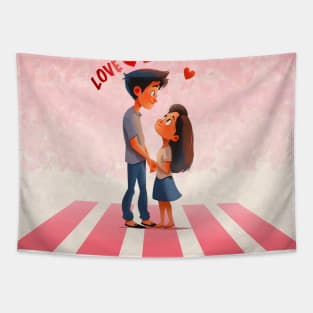 Young Couple with Valentine road special Tapestry