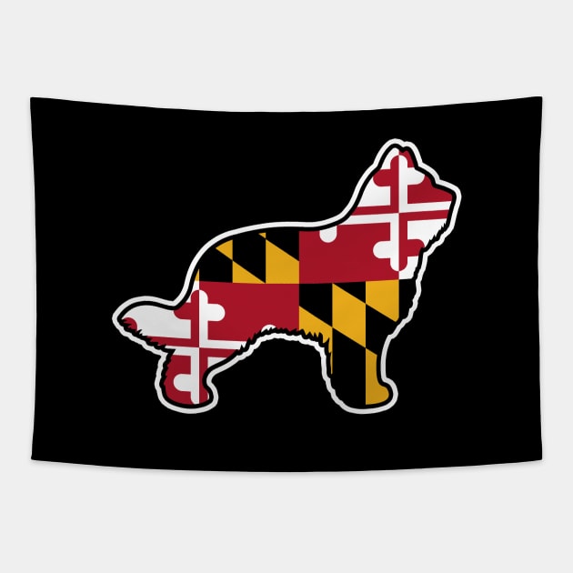 Briard Dog Silhouette with Maryland Flag Tapestry by Coffee Squirrel