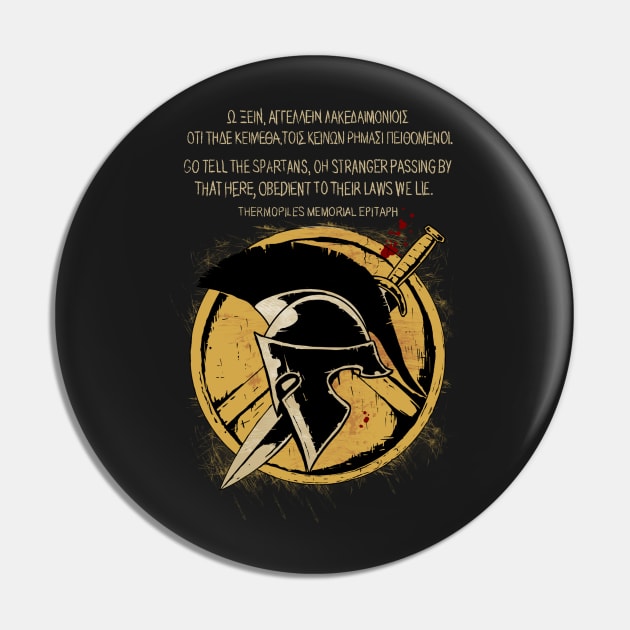 The Spartan Epitaph Pin by Hellustrations