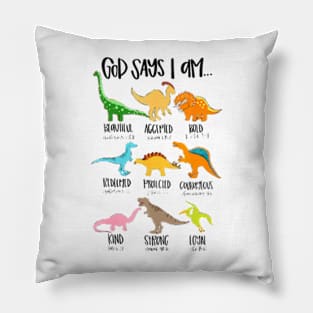 Cute God Says I Am Dinosaur Lover Funny Christian Kids Boys Pillow