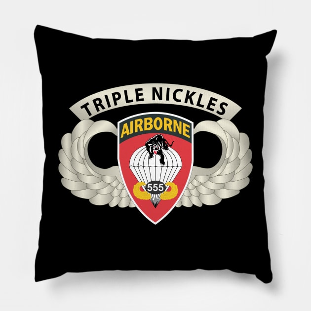 Airborne Badge - 555th Parachute Infantry Bn - SSI w  Triple NIckles Tab X 300 Pillow by twix123844