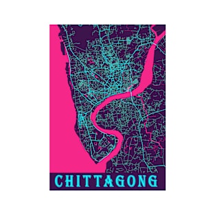 Chittagong Neon City Map, Chittagong Minimalist City Map Art Print T-Shirt