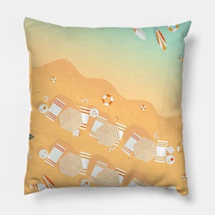 Beach, top view, summer accessories illustration Pillow