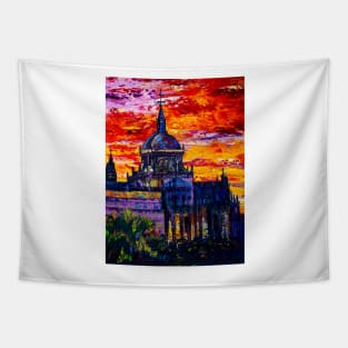 Madrid. Almudena Cathedral at sunset Tapestry