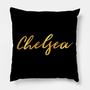 Chelsea Name Hand Lettering in Faux Gold Letters Pillow
