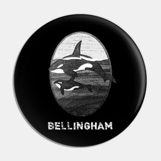 Bellingham WA Orca Whales Sea Pandas Vintage Design Souvenir Pin