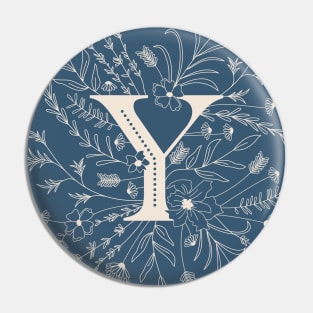 Botanical Letter Y (Lake Blue) Pin