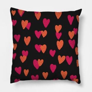 red and orange hearts Pillow