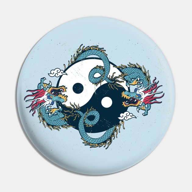 Dragon Yin Yang Awsome Traditional Chinese philosophy Gift Pin by illustramart Gifts & Apparel