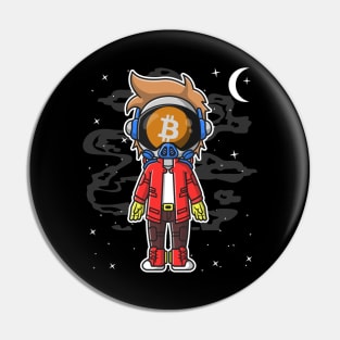 Hiphop Astronaut BitCoin BTC To The Moon Crypto Token Cryptocurrency Wallet Birthday Gift For Men Women Kids Pin