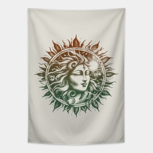 Sun Face Mandala-Style Fantasy Nature Earth Mother for Women Tapestry