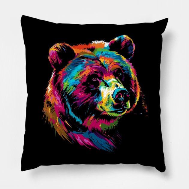Grizzly Bear Symbolism Pillow by Tosik Art1