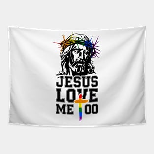 Jesus Love me too funny lgbt gay gift Tapestry