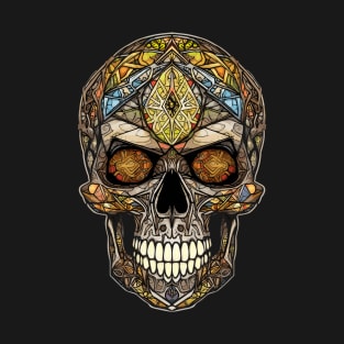 Stained Glass Window Skull T-Shirt